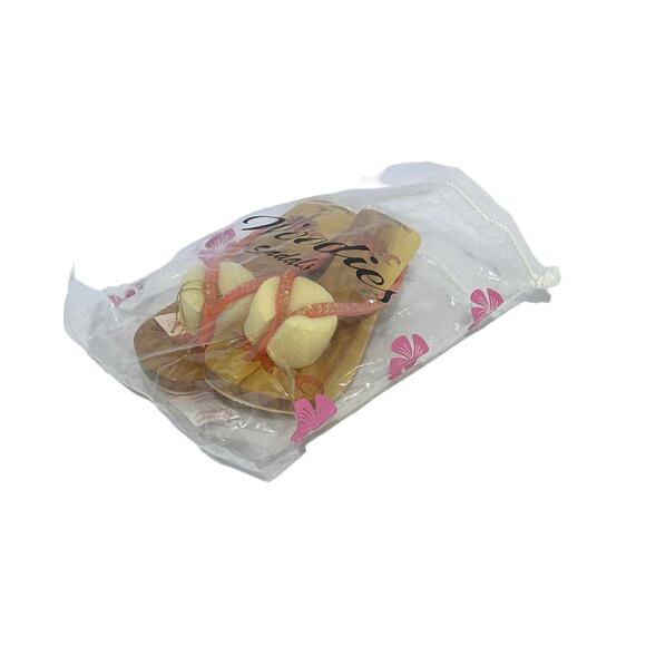 Woodies Sandals Size 7 Hand Painted Brown and Orange With Palm Tree and Moon - Picture 2 of 9